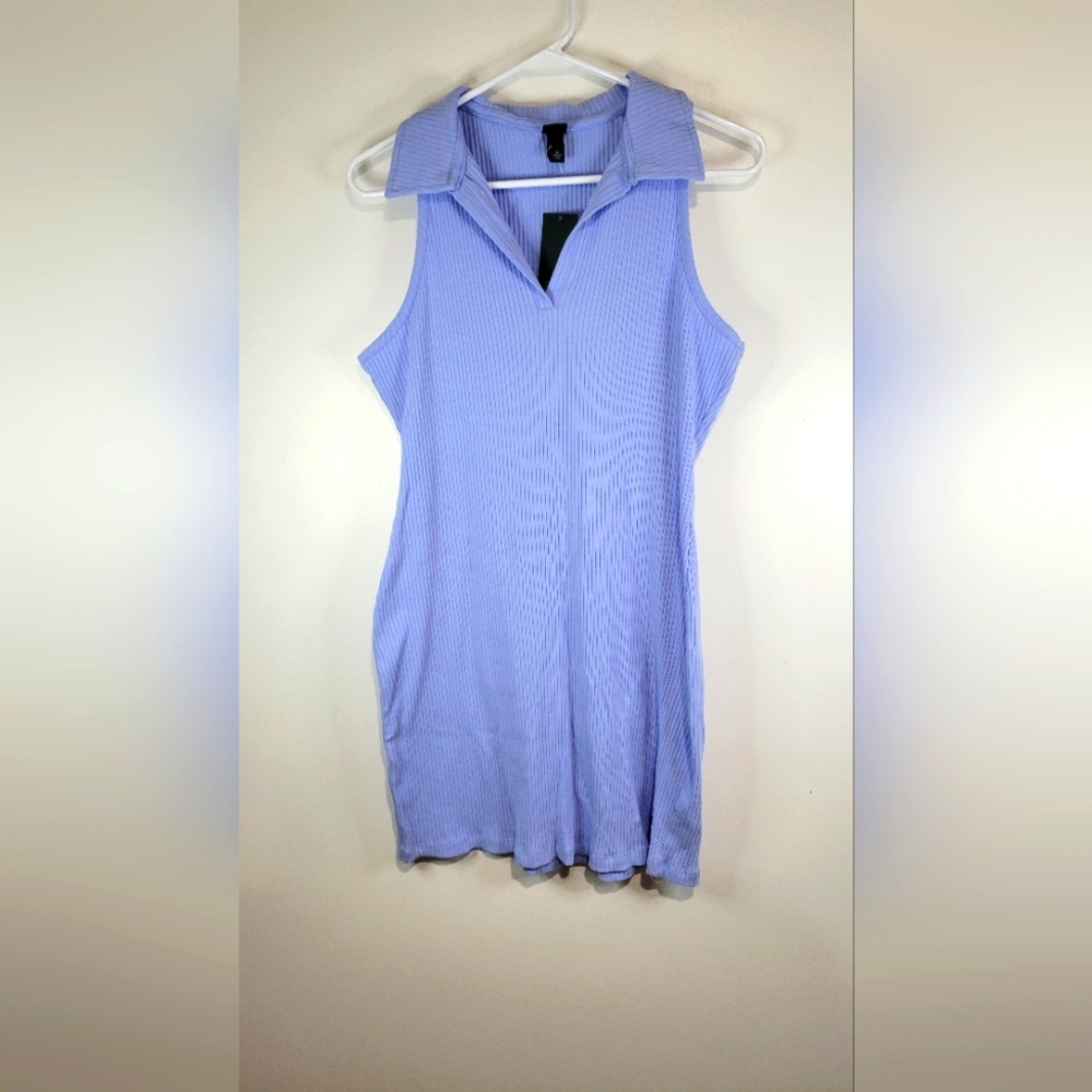Wild Fable Womens Ribbed Light Blue Tank Dress SZ XL Collar NWT. Brand new.